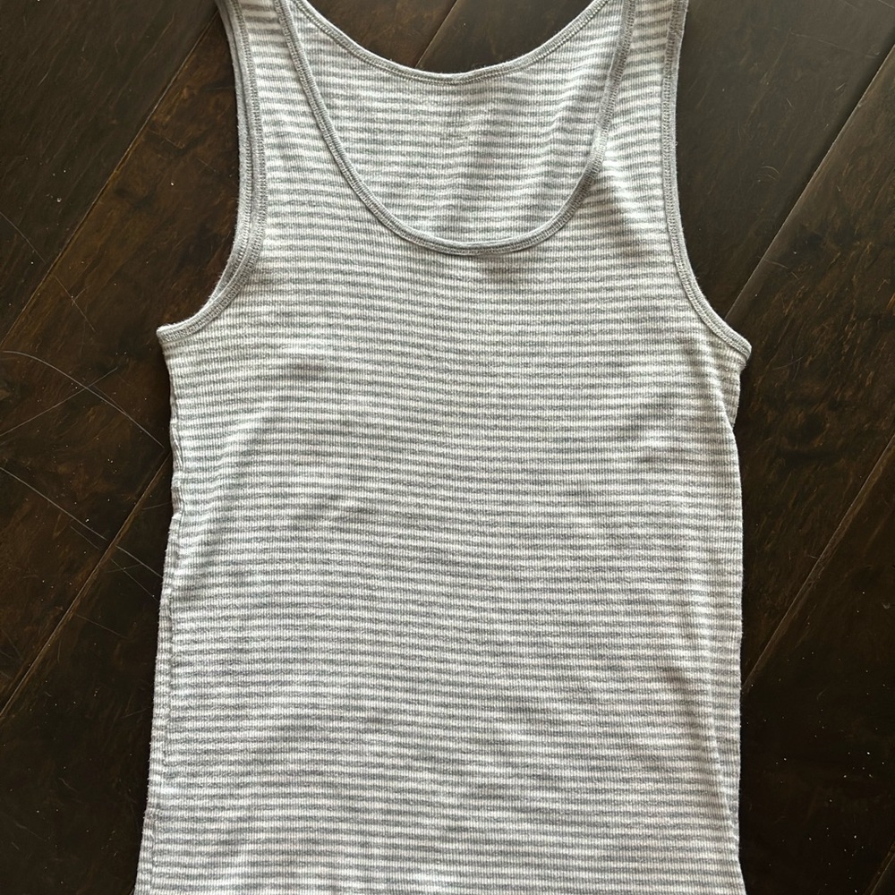 Gray and White Stripes Tank Top